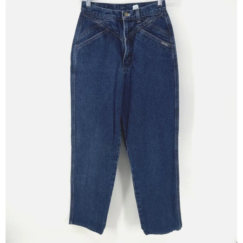 VTG Rockies Bareback Jeans Womens Sz 29/9 Dark Blue High Waist High Rise Solid
